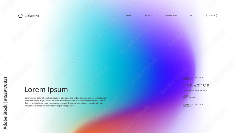 Poster abstract wave futuristic design of landing page. retro gradient mesh website design