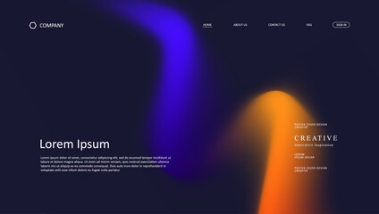 Abstract wave futuristic design of landing page. retro gradient mesh website design	