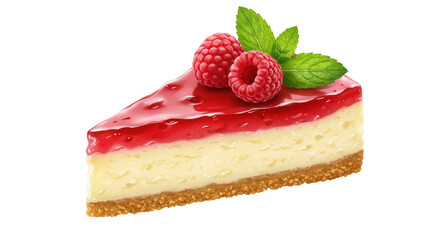 Isolated Cheesecake with Raspberry Sauce