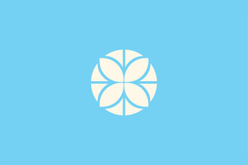 Light blue spiral bloom logo with circular harmony