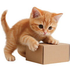 Playful kitten adventure scene featuring fun and exploration. isolated on a white background.