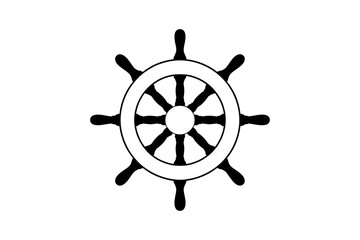 Obraz premium Nautical ship wheel steering wheel boat vector art