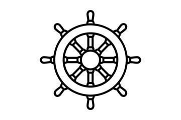 Ship wheel nautical steering outline vector art