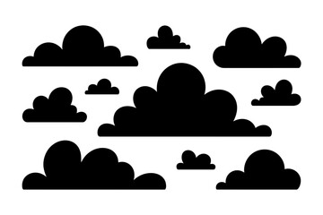 Black and white cloud shapes vector illustration