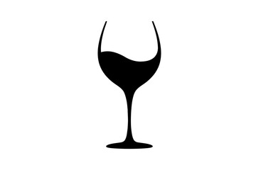 Elegant black wine glass silhouette vector graphic
