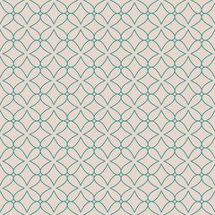 Naklejka premium Minimalist line floral grid for paper, wallpaper. Outline simple flowers mosaic background. Clover flowers pattern