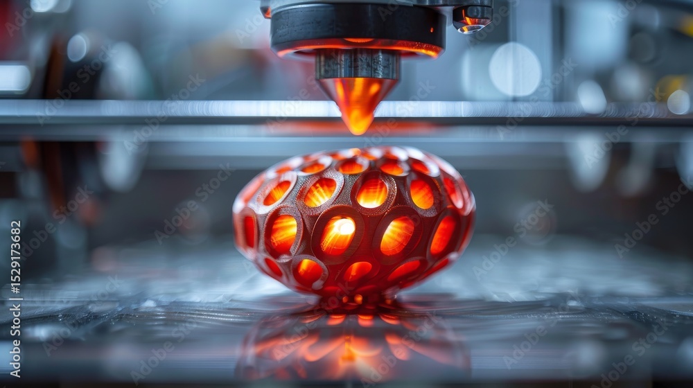 Aufkleber this image showcases a vibrant red, intricately designed 3d-printed egg, with unique patterns and a 