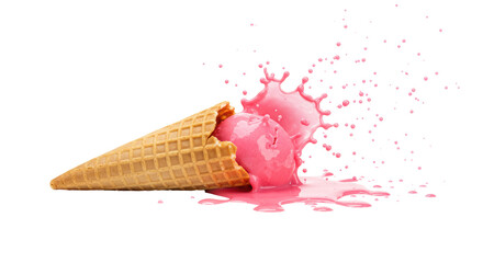 Isolated Splashed Ice Cream Cone