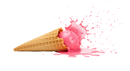 Isolated Splashed Ice Cream Cone