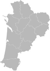 Nouvelle-Aquitaine, France – administrative vector map with department boundaries (Web Mercator projection, PPT-compatible & fully editable)