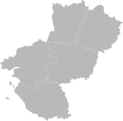 Pays de la Loire, France – administrative vector map with department boundaries (Web Mercator projection, PPT-compatible & fully editable)