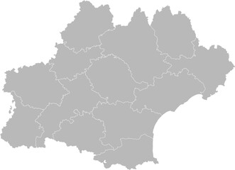 Occitanie, France – administrative vector map with department boundaries (Web Mercator projection, PPT-compatible & fully editable)
