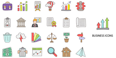 Business simple concept 24 color icons set .Vector illustration.