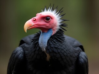Vibrant king vulture portrait showcasing majestic plumage and distinct features for wildlife education