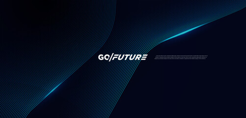 Minimal futuristic background with elegant curved signal lines and soft blue glow on a dark navy surface. Ideal for tech branding, UI design, digital concepts, and high-end sci-fi themed visuals.