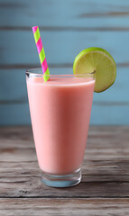 Glass of Berry Smoothie in Plastic Cup Isolated	