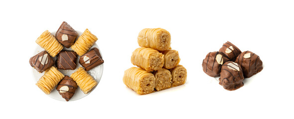 Baklava Isolated, Small Ramadan Dessert, Eastern Sweet Filo Pastries, Turkish Honey Baklawa, Oriental Desert
