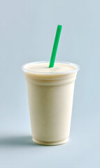 Glass of Berry Smoothie in Plastic Cup Isolated	