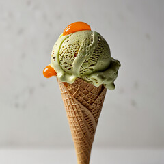 A scoop of creamy pistachio ice cream
