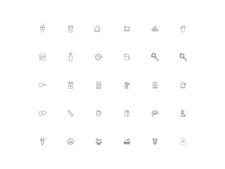 Line icons, coffee shop, pastry shop