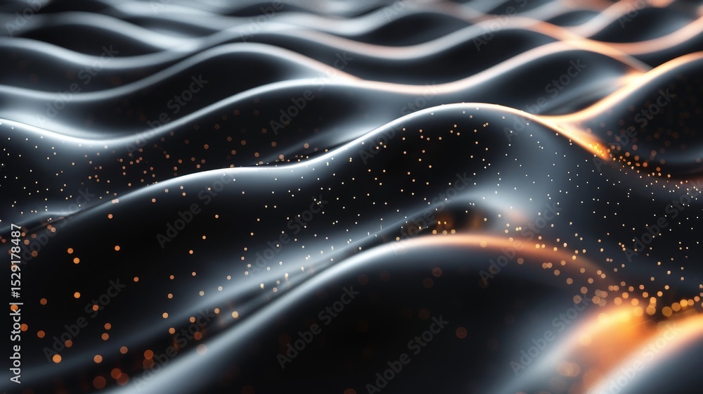 Aufkleber a mesmerizing abstract representation of smooth, flowing waves adorned with sparkling lights, evokin