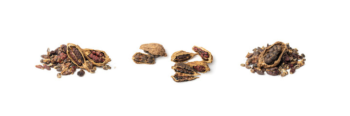 Black Cardamom Seeds Isolated, Brown Cardamon, Dry Kardamon Fruits, Cardamum Spice, Cardamomum