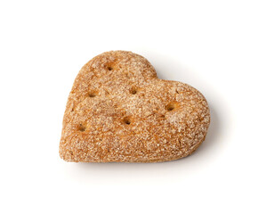 Oatmeal Bun in the Shape of a Heart Isolated, Gluten Free Flat Finnish Bread Roll