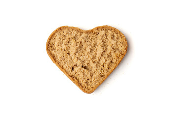 Oatmeal Bun in the Shape of a Heart Isolated, Gluten Free Flat Finnish Bread Roll
