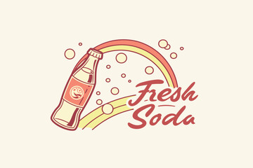 Creative pink soda bottle splash logo with handwritten typography, ideal for youth-focused drink product