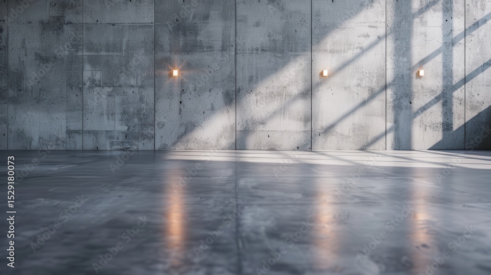 Aufkleber this image captures a minimalist concrete interior space, showcasing the interplay of light and shad
