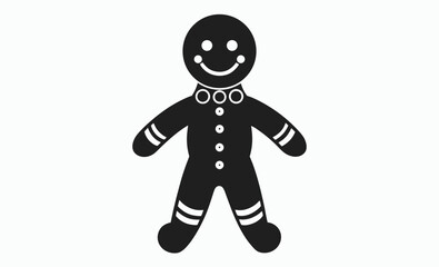 Gingerbread man silhouette, holiday cookie icon, festive dessert vector, Christmas treat graphic, set of gingerbread man vector icon, silhouette 