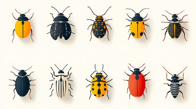 Modern flat bug icon set element on a minimal background