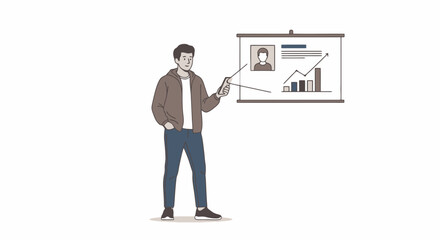 Presentation Illustration: Man Explaining Business Growth