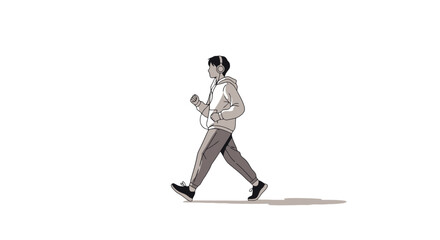 Obraz premium Animated Figure Walking with Headphones, Isolated