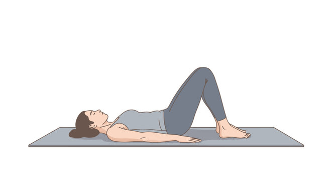 Woman Performing Pelvic Tilt Exercise on Yoga Mat