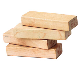 wooden building blocks on transparent background