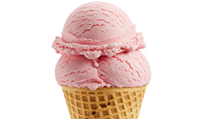 Isolated Strawberry Ice Cream Cone