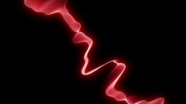 Abstract waveing echo line with neon light effect animation on black background 