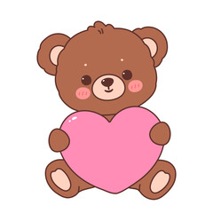Cute bear holding heart shape decoration cartoon illustration
