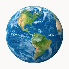 Fototapeta premium Planet Earth Showing the Americas Isolated on White Background