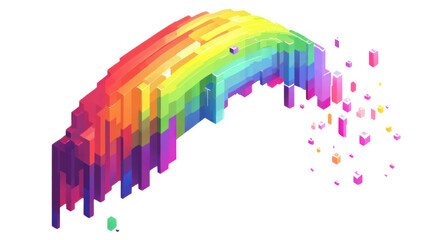 rainbow colored digital pixel art modern design on white background