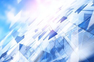 Futuristic business background with glass panels and growth arrows in blue
