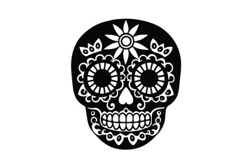 Day of the dead sugar skulls in colorful theme vector art illustration
