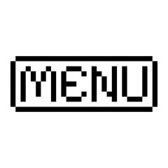 Pixel game menu button. Vector art 8 bit UI element. Retro gaming interface symbol.