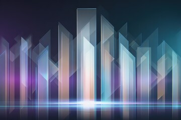 Futuristic business background with glass panels and growth arrows in blue
