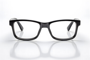 Fototapeta premium Black Frame Fashion Eyeglasses on White Backdrop