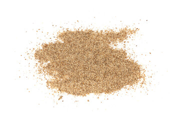 Milk thistle seeds powder, crushed silybum marianum grains pile, milled dry blessed milkthistle