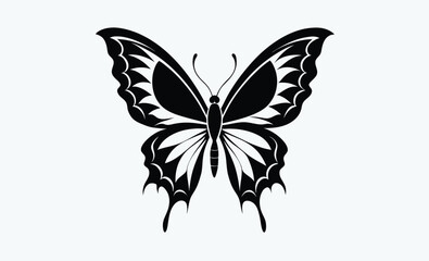 Butterfly silhouette, flying moth shapes, decorative wing design, black outline graphic, vector icon various butterfly silhouette  