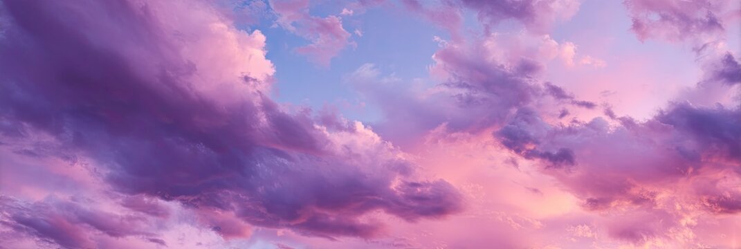 Pastel Sunset Sky With Fluffy Clouds