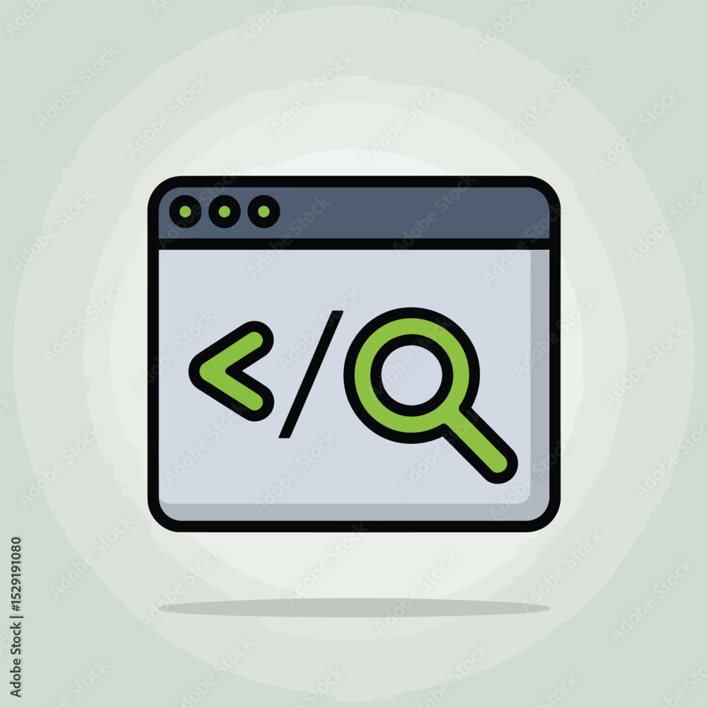 Poster web browser window displaying code search icon